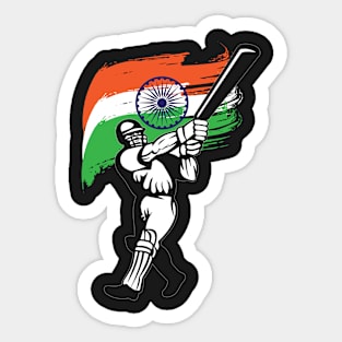 India Flag Batsman Cricket Sticker